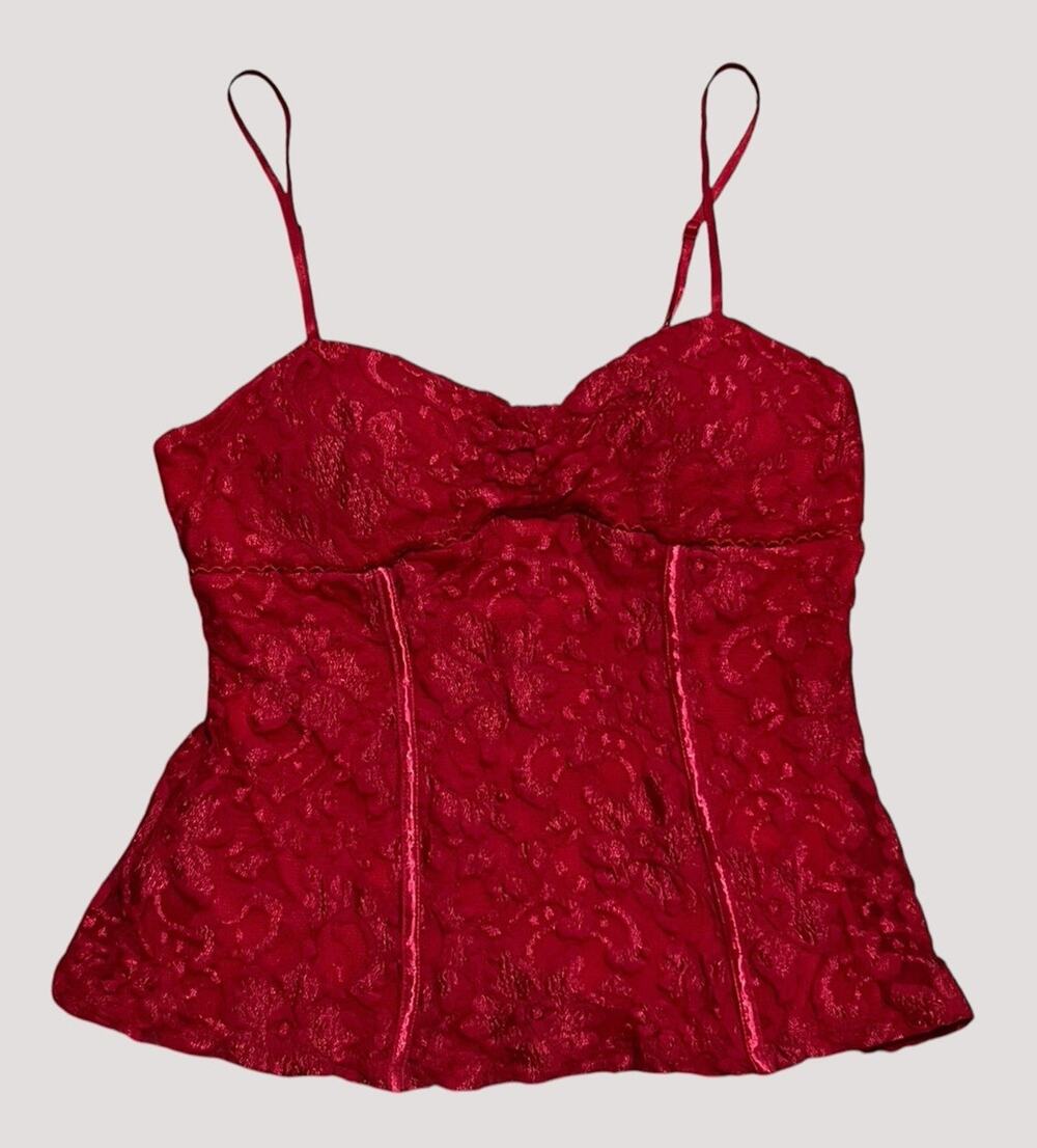 CANDIES Y2K Red Lace Babydoll Corset Fairy Whimsy Coquette Cami Top sz M